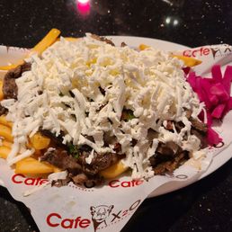Shawerma fries with feta and hot meze appetizer!