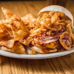 Paddy's Pub & Grill - Jameson Grilled Chicken Sandwich with homemade tortilla chips
