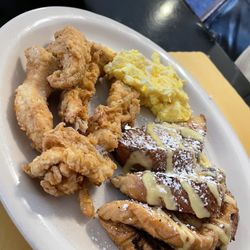 Pastime Restaurant - Chicken tender French toast and eggs
