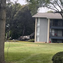 Thunder Over Michigan - Where the plane landed after hitting a tree. Without hitting the tree the plane would've gone into the building and killed everyone inside.