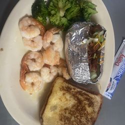 Fish Creel - Grilled Shrimp, loaded baked potato with steamed broccoli