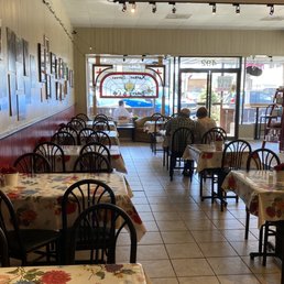 Clean, nice decor, well spaced tables. Outdoor seating also.