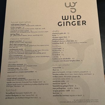 Wild Ginger - Menu - Thai Near Me - Seattle, Washington