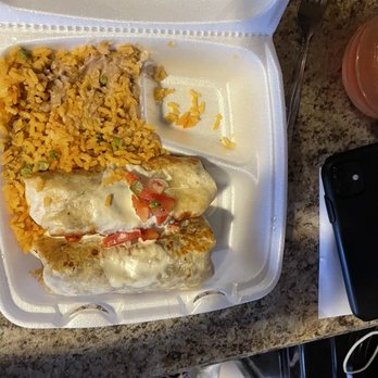 Mi Rancho - Here's the chimichangas, not fried, barely any rice and beans, and no pick de gallo - Mexican Near Me - East Syracuse, New York