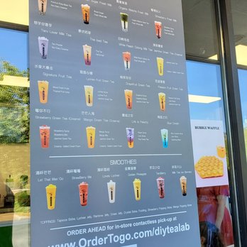 DIY Tea Lab - Menu outside the window. - Bubble Tea Near Me - Kirkland, Washington