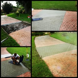 Little Brother's Concrete - Stamped concrete to match existing with a brick look. Ready to be stained!