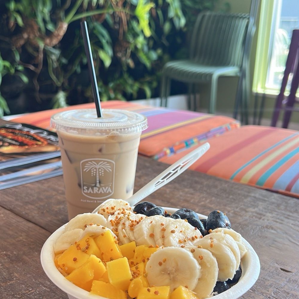 Build your own açail bowl and salted caramel iced latte Build your own açail bowl and salted caramel iced latte