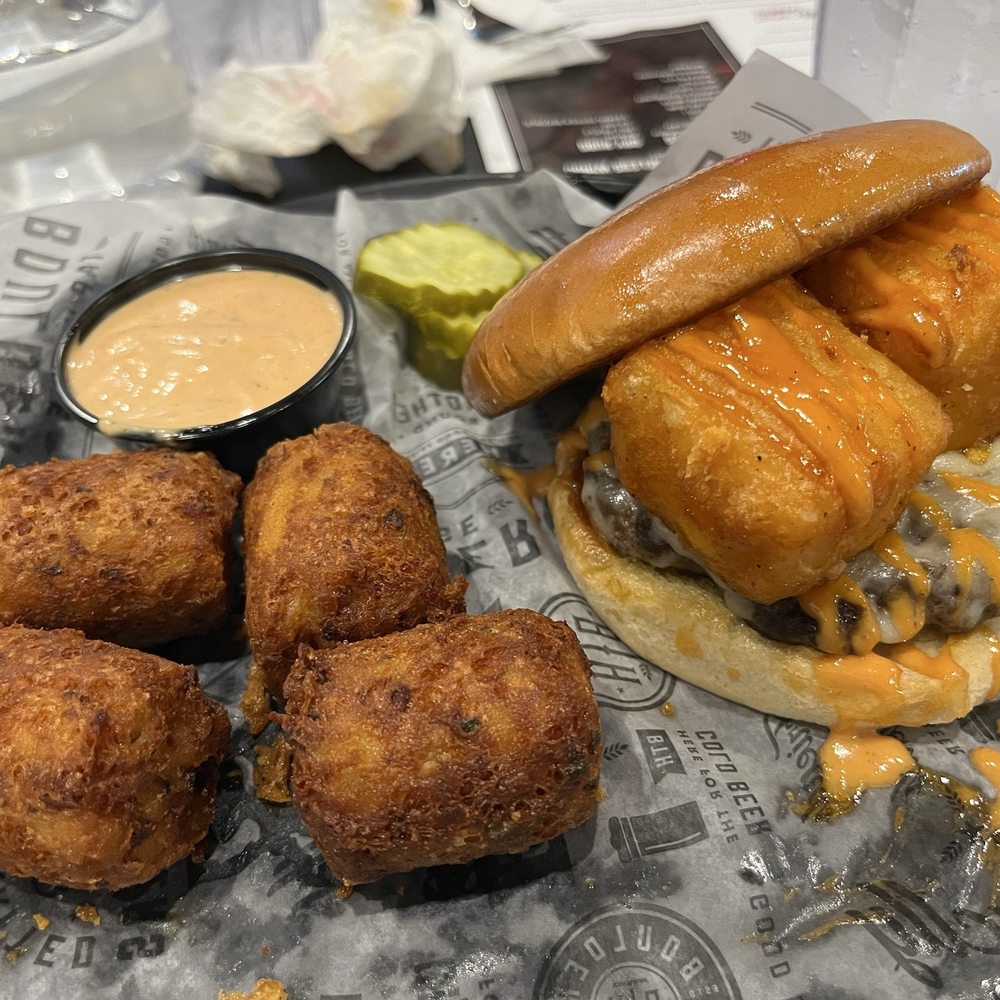 Boulder Tap House - Cheese curd burger - Sports Bars Near Me - Ankeny, Iowa