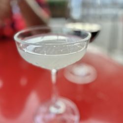 Moody's Bistro Bar & Beats - A vodka gimlet and house red wine