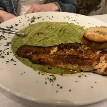 Vino Cappuccino - Salmon Spaghetti al Pesto Alfredo - Italian Near Me - Brookfield, Wisconsin Vino Cappuccino - Salmon Spaghetti al Pesto Alfredo - Italian Near Me - Brookfield, Wisconsin