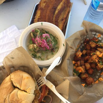 Sunday C&C Eatery - Buffalo chickn sandwich, patacon, and papas bravas - Food Trucks Near Me - Brooklyn, New York Sunday C&C Eatery - Buffalo chickn sandwich, patacon, and papas bravas - Food Trucks Near Me - Brooklyn, New York
