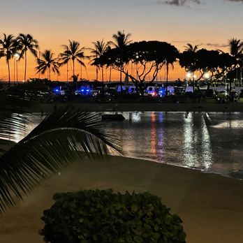 Bali Oceanfront - Sunset view from our table on the terrace - Seafood Near Me - Honolulu, Hawaii