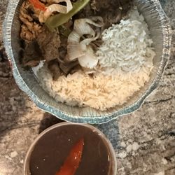 Barbara’s Cafe - LATIN SPECIALTY Rice & Beans with Bistec White rice and beans served with grilled steak.