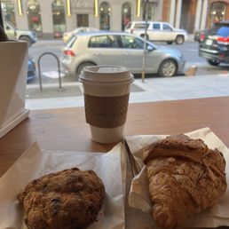 Cookie and croissant + latte Cookie and croissant + latte