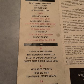 Taverna Rossa - Happy hour menu. - Pizza Near Me - Plano, Texas Taverna Rossa - Happy hour menu. - Pizza Near Me - Plano, Texas