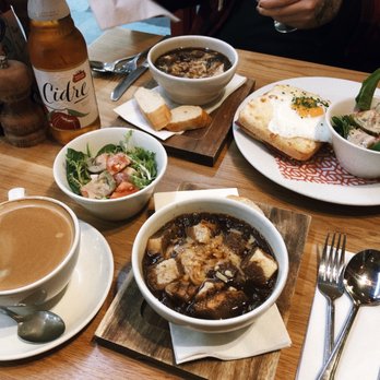 Cafe Rouge Salisbury - Onion soup w/ salad and croque madame - French Near Me - Salisbury, WIL
