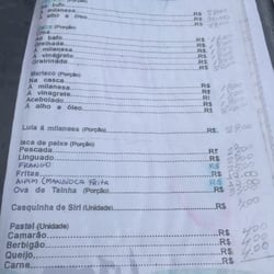Beira D'Água - Cardapio