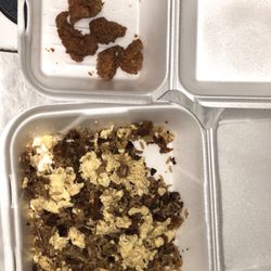 Shakebacks - BFB & fried chic side. The rice was scrape the crunchy off da pans and see what chicken got tossed onto the top of the trash kinda behavior.