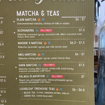 Po’ai By Pono Potions - Matcha menu - Cafes Near Me - Honolulu, Hawaii