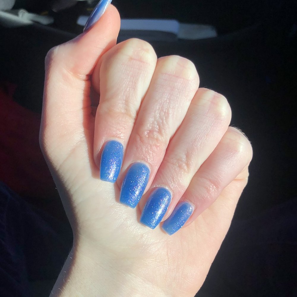 Papillon Nail Studio - Glittery blue short acrylics - Nail Salons Near Me - Santa Barbara, California Papillon Nail Studio - Glittery blue short acrylics - Nail Salons Near Me - Santa Barbara, California