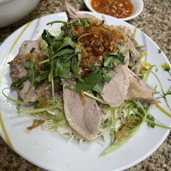 Pho Tran - A Plate of Duck and Fish Sauce for the Bun Mang Vit (Duck Vermicelli Soup with Cabbage Salad) ($14.50) - Vietnamese Near Me - Houston, Texas