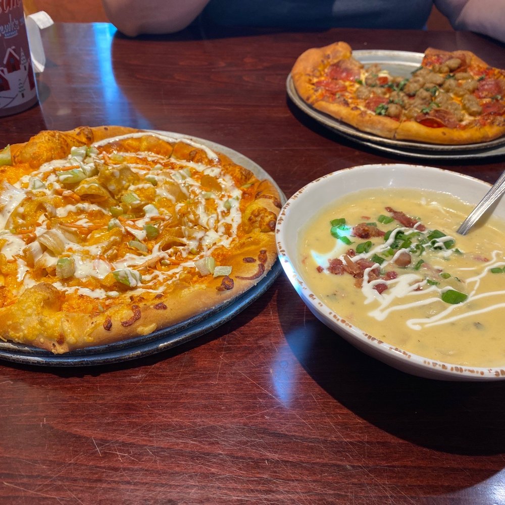Buffalo pizza and potato soup! Buffalo pizza and potato soup!
