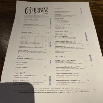 Cutthroats Saloon - October 2021 menu - American Near Me - Incline Village, Nevada