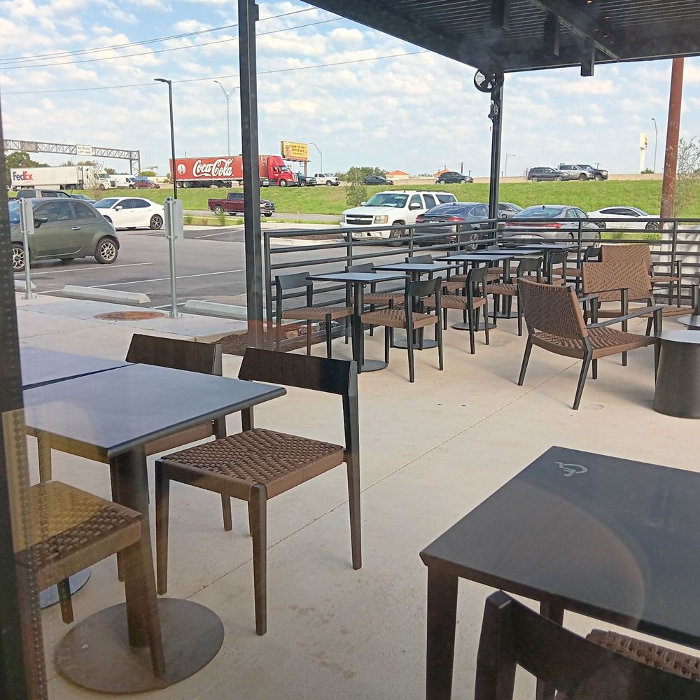Starbucks - Patio seating. Far enough away from I-35 to hold conversations (phone or in person). - Coffee & Tea Near Me - San Marcos, Texas Starbucks - Patio seating. Far enough away from I-35 to hold conversations (phone or in person). - Coffee & Tea Near Me - San Marcos, Texas