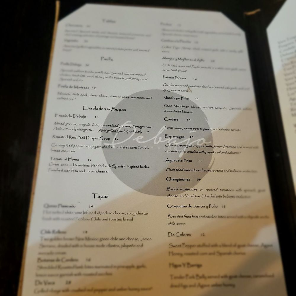 Debajo Tapas ABQ - Seasonal menu - Spanish Near Me - Albuquerque, New Mexico Debajo Tapas ABQ - Seasonal menu - Spanish Near Me - Albuquerque, New Mexico