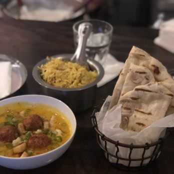 Ghee Indian Kitchen - Vegetable korma, rice, naan bread. - Indian Near Me - Miami, Florida