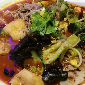 Mala Restaurant - Beef Mala hot pot with added broccoli - Szechuan Near Me - Boston, Massachusetts