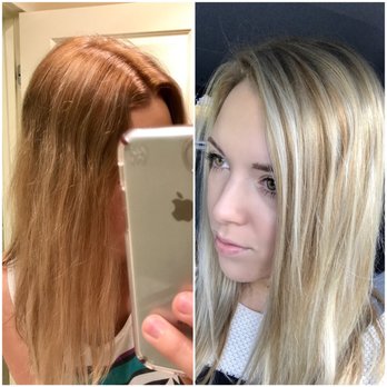 Fab U Look - Helen's color correction on me; before (left) and after (right) - Hair Salons Near Me - Port Orchard, Washington