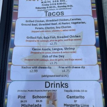 Taco Shore - Happy hour menu, prices, and times as of December 2025 - Mexican Near Me - Long Beach, California