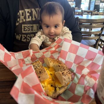 Nozzo Pazzo - Evelyn approves of the bagel sandwich - Delis Near Me - Vienna, Virginia Nozzo Pazzo - Evelyn approves of the bagel sandwich - Delis Near Me - Vienna, Virginia