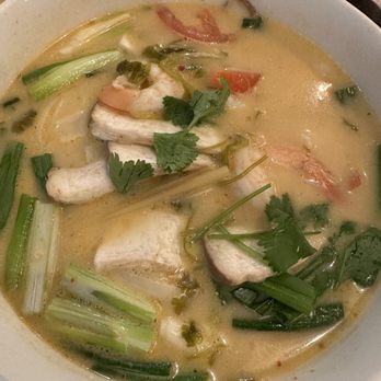 Basil & Co - Tom Kha Soup (Coconut Soup) with noodles - Thai Near Me - Diamond Bar, California