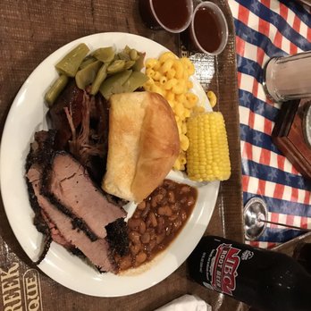 Spring Creek Barbeque - 2-meat combo with brisket and black pepper sausage. A WHOLE LOT of yummy food! - Barbeque Near Me - Burleson, Texas Spring Creek Barbeque - 2-meat combo with brisket and black pepper sausage. A WHOLE LOT of yummy food! - Barbeque Near Me - Burleson, Texas