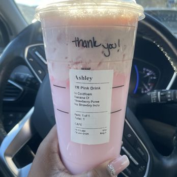 Starbucks - pink drink with strawberry banana protein minus the strawberry inclusions. - Coffee & Tea Near Me - Mount Kisco, New York Starbucks - pink drink with strawberry banana protein minus the strawberry inclusions. - Coffee & Tea Near Me - Mount Kisco, New York