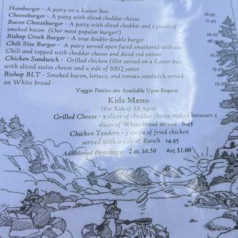 Bishop Creek Lodge - Menu - Hotels Near Me - Bishop, California