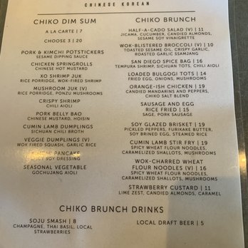 CHIKO - Dim sum and brunch menu Jan 2022. - Asian Fusion Near Me - Encinitas, California