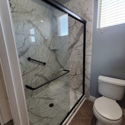 Thompson Bath Remodel - Beautiful marble installed in this clients incredible new shower!