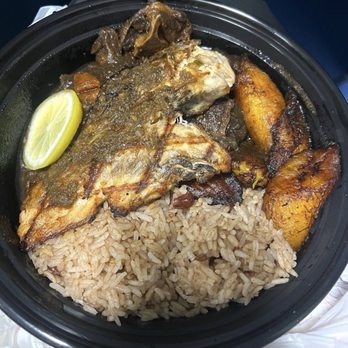 Back A Yard Caribbean Grill - Jerk Salmon Jerk Salmon & Beef Oxtails Combo - Caribbean Near Me - San Jose, California