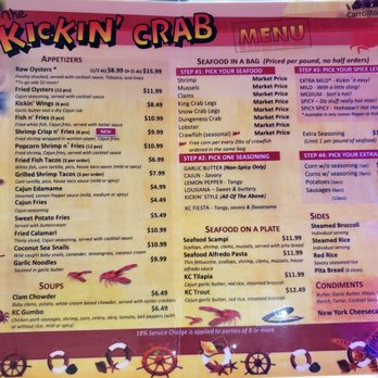 Kickin' Crab - Front menu. - Cajun/Creole Near Me - Carrollton, Texas