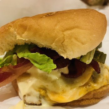 Burger Joint - Cheeseburger with bacon and pickles - American Near Me - New York, New York Burger Joint - Cheeseburger with bacon and pickles - American Near Me - New York, New York