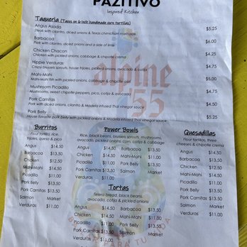 Pazitivo Inspired Kitchen - Menu - Mexican Near Me - Longview, Texas