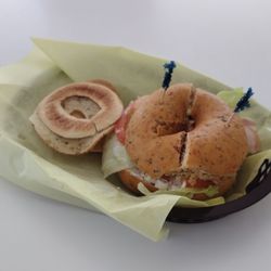 Some Bagels - Mostly veggies and turkey on some tomato bagel...