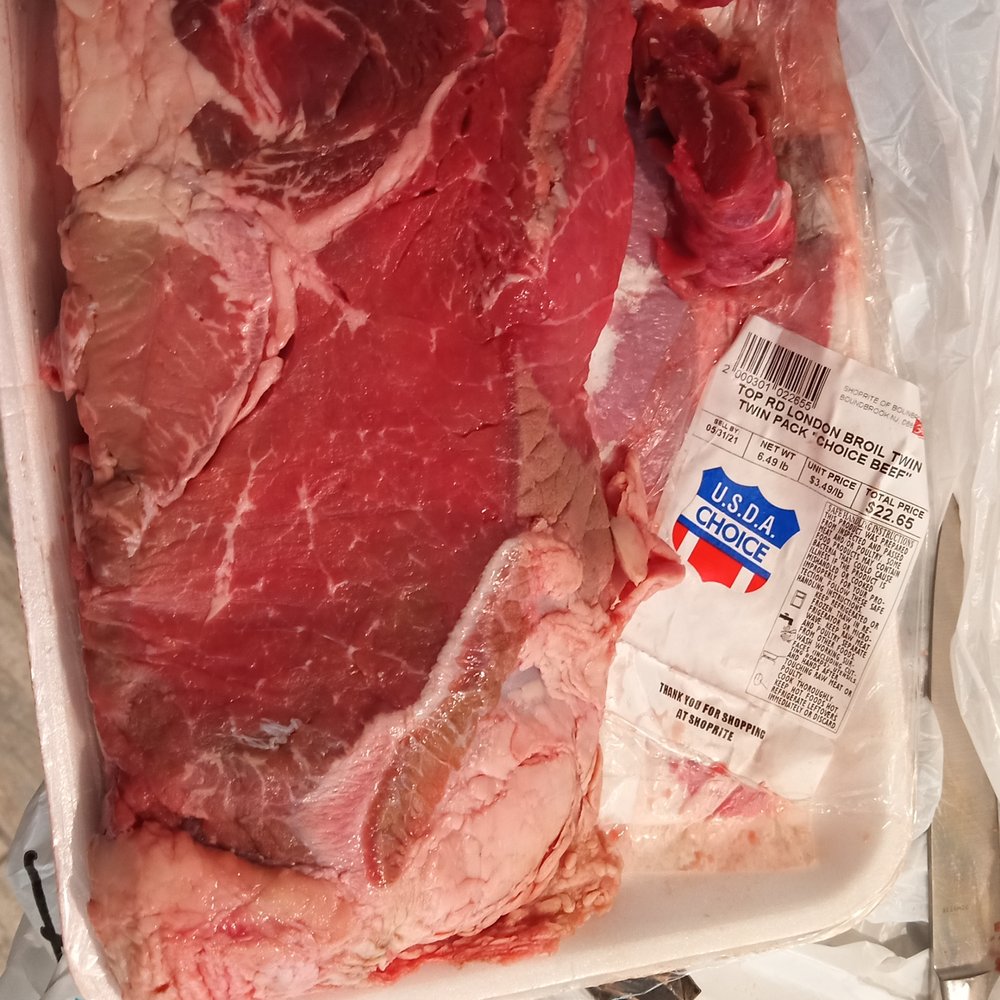 ShopRite of Bound Brook - Scrap meat packaged as London Broil I should have included the crap I trimmed off the first piece - Grocery Near Me - Bound Brook, New Jersey ShopRite of Bound Brook - Scrap meat packaged as London Broil I should have included the crap I trimmed off the first piece - Grocery Near Me - Bound Brook, New Jersey