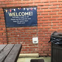 Blacknall Memorial Presbyterian Church - They encourage responsible community use of a plastic picnic table near the main entrance.