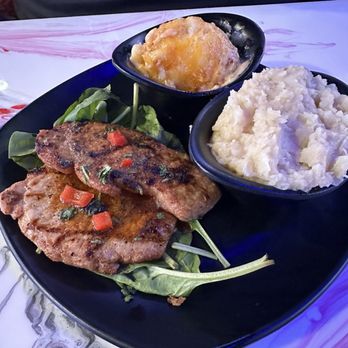 Yo Chef Surf & Turf Smokehouse - Grilled Pork chops with mashed potatoes and Mac and cheese - Seafood Near Me - Birmingham, Alabama Yo Chef Surf & Turf Smokehouse - Grilled Pork chops with mashed potatoes and Mac and cheese - Seafood Near Me - Birmingham, Alabama