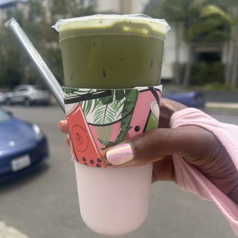Black Sugar Boba - Strawberry Matcha Milk Tea with an extra! - Bubble Tea Near Me - Los Angeles, California Black Sugar Boba - Strawberry Matcha Milk Tea with an extra! - Bubble Tea Near Me - Los Angeles, California