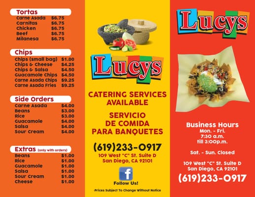 Menu photo 7 Lucy's Taco Shop San Diego, CA